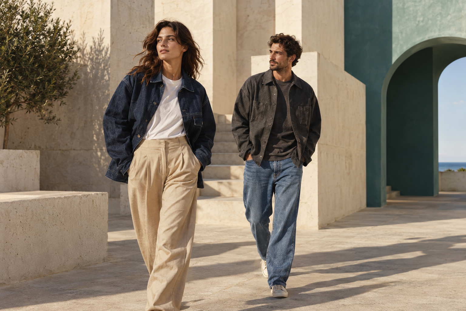Ispirazione editoriale: due look casual tra denim e linee essenziali